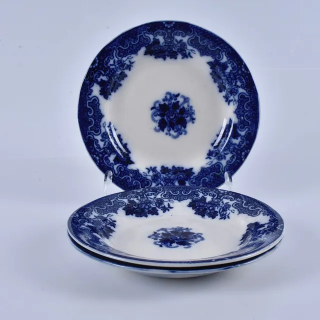 TALLRIKAR, 3 st, flintgods, "Rosen/Sobrown", Gustavsberg.