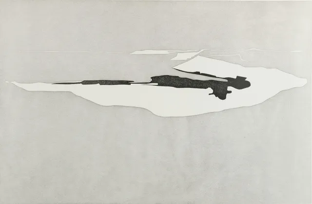 ARNE OLSSON (1918-2004). Färglitografi, abstraherat kustlandskap, signerad och numrerad 131/380.
