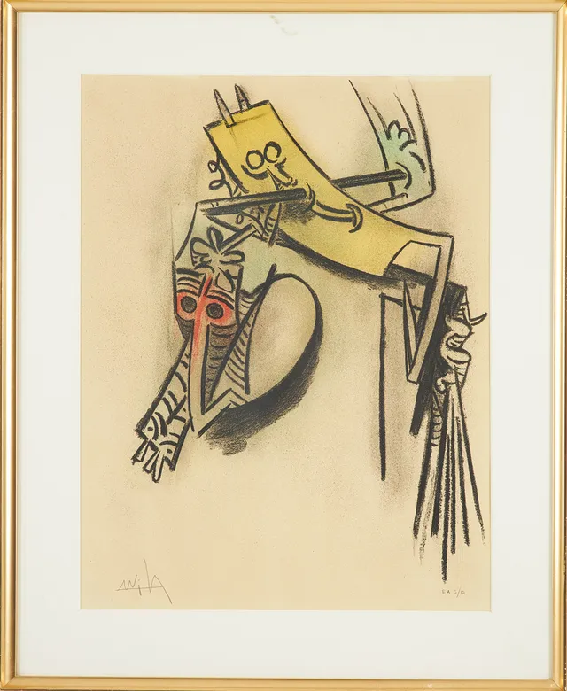 WILFREDO LAM. Komposition, ur serien "Pleni Luna", litografi, signerad samt numrerad E.A. 3/10.