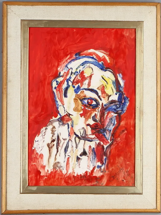 JAN SIGFRID ALFONS CARLSSON. Porträttstudie, blandteknk, på papp, signerad och daterad 82.