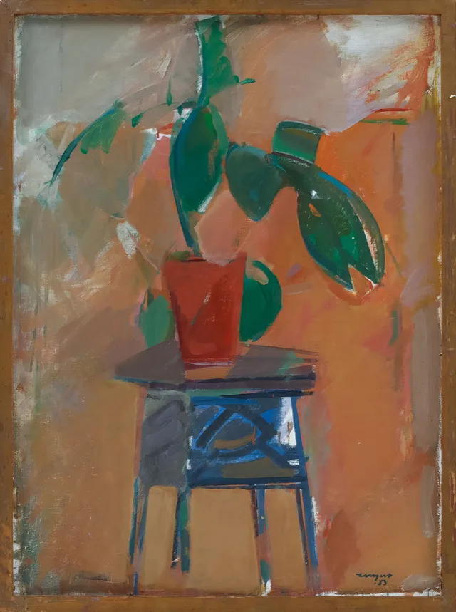 OLLE LANGERT. Blomsterstilleben, olja på duk, signerad.