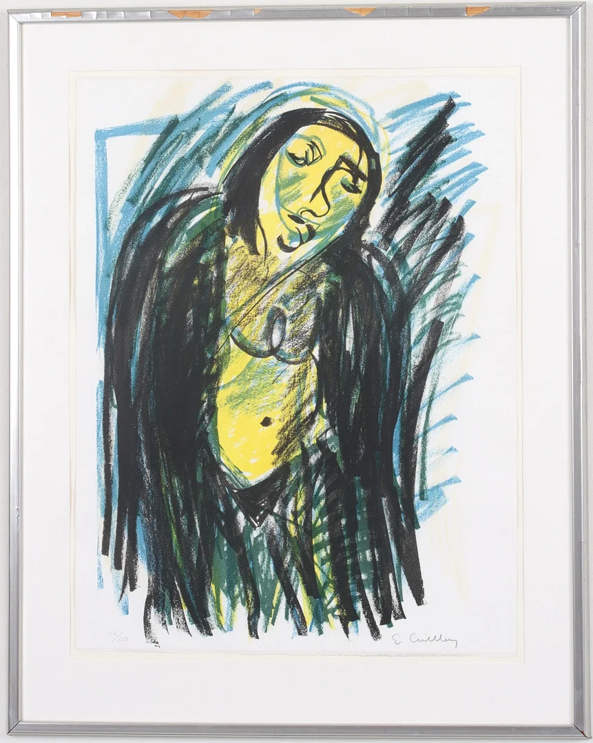 ERLAND CULLBERG. Figurkomposition, färglitografi, signerad och numrerad 66/110. — Engravings & Prints — Stadsauktion Sundsvall