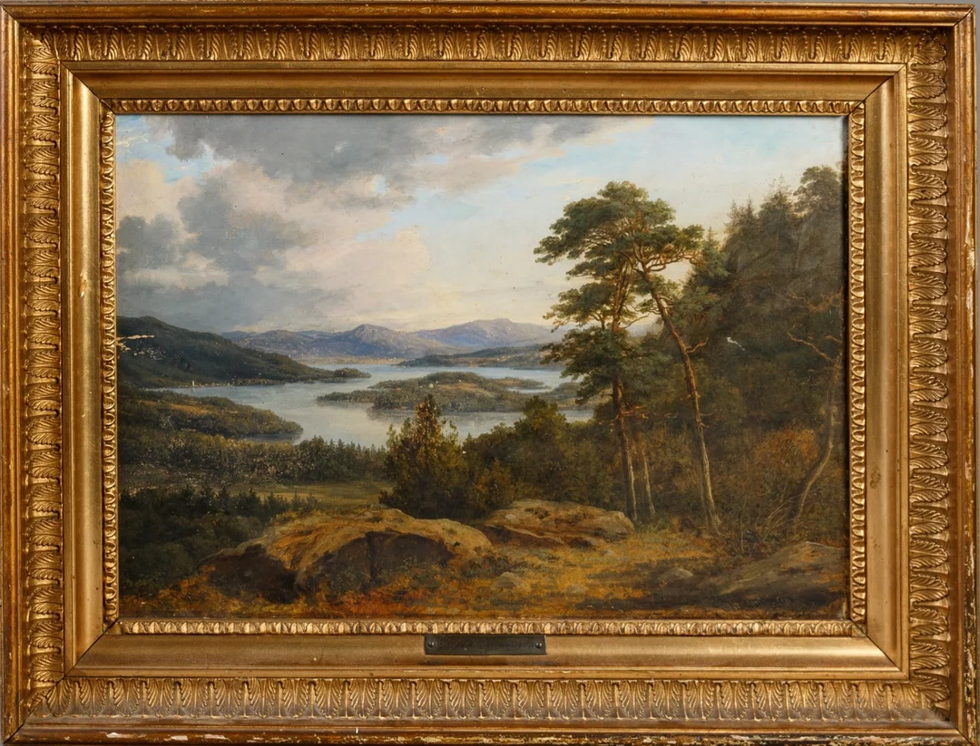 F.C. Kiærschou, landskabsmotiv, olie på lærred — Paintings and sculptures/Older pictorial arts — Lauritz
