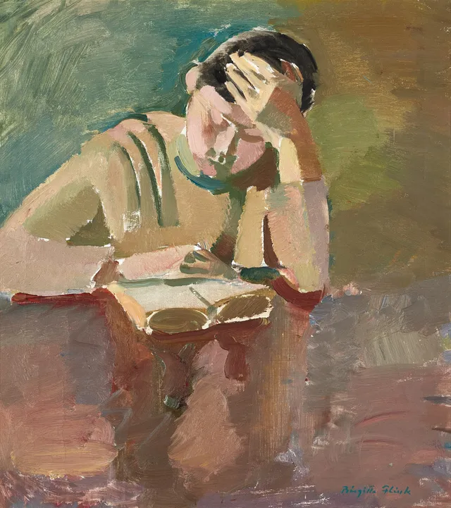 BIRGITTA FLINK (Skara, 1914-1999). "Vid bordet II", signerad Birgitta Flink, olja på duk.