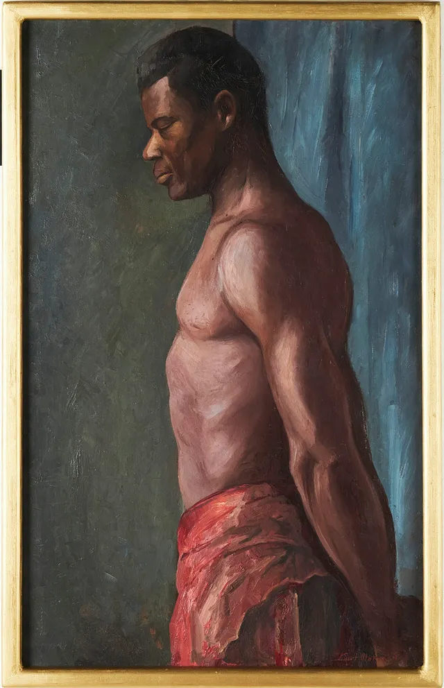 KNUT NORMAN (1896-1977). Poserande man, signerad, olja på pannå.