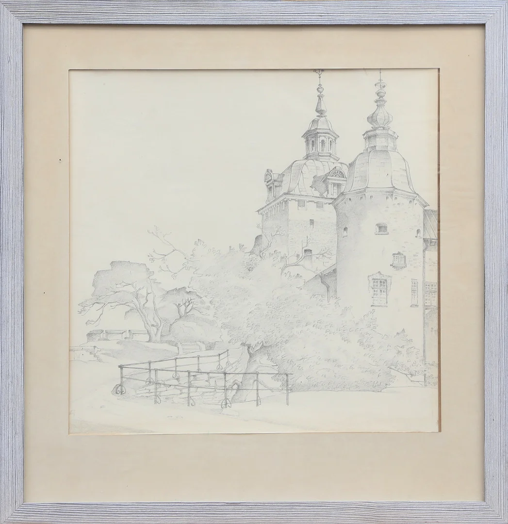 STIG JONZON. TILLSKRIVEN. TECKNING, blyerts, föreställer Kalmar Slott, osignerad. — Drawings — Kalmar Auktionsverk