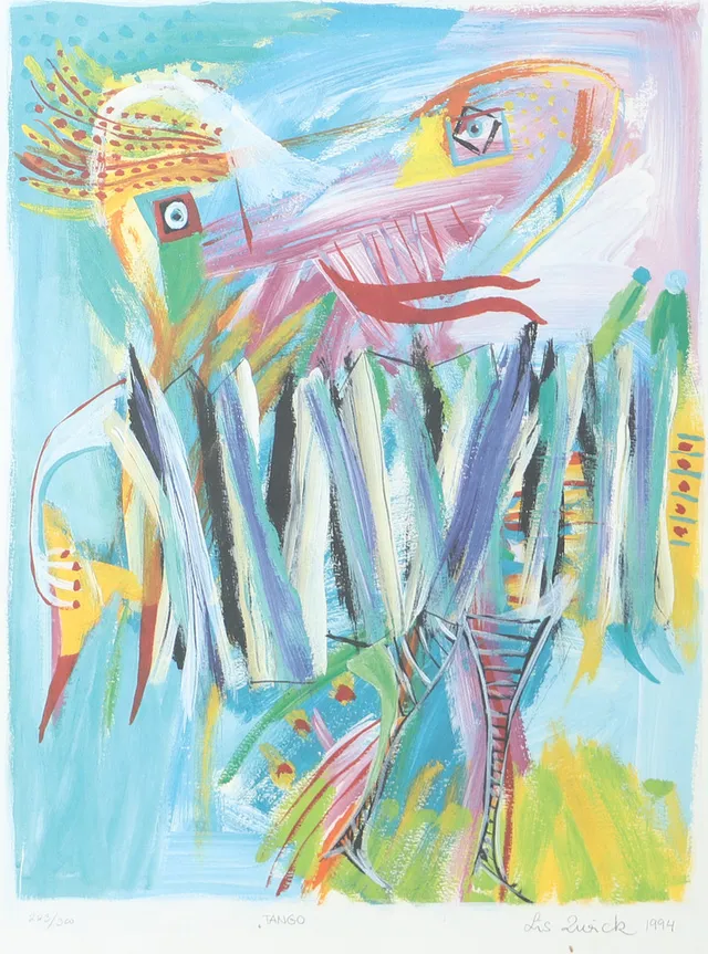 LIS ZWICK. "Tango", färglitografi, signerad 1994.