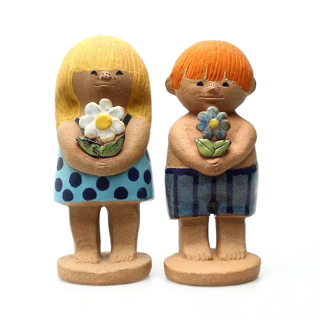 LISA LARSON. 2 st, figuriner, stengods, "Adam 2" och "Eva 2", Gustavsberg.