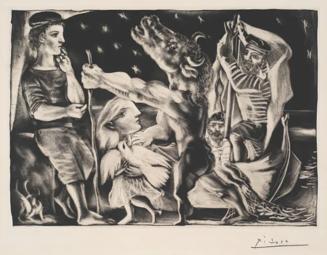 Picasso, Pablo — "Minotaure aveugle guidé par une Fillet dans la Nuit" 1934