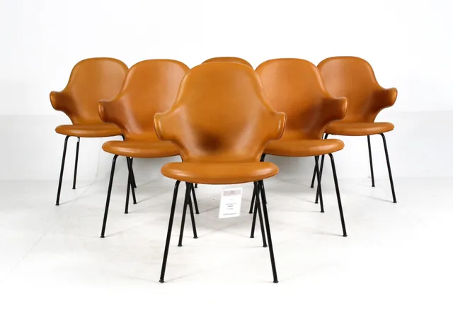 97. Jaime Hayon for &Tradition. Six armchairs model Catch JH15, cognac leather (6)