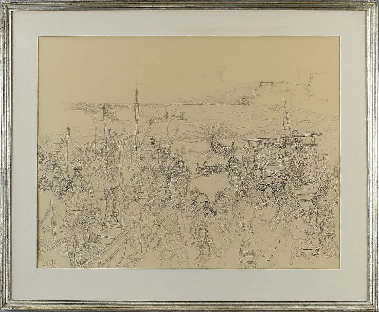 ERIK HAAMER. "Nazaré", blyertsteckning, signerad samt daterad 60. — Drawings — Auktionshuset Kolonn
