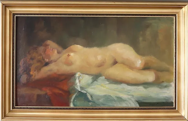 JOSEF SCHOTT. Kvinnostudie, olja på pannå, signerad.