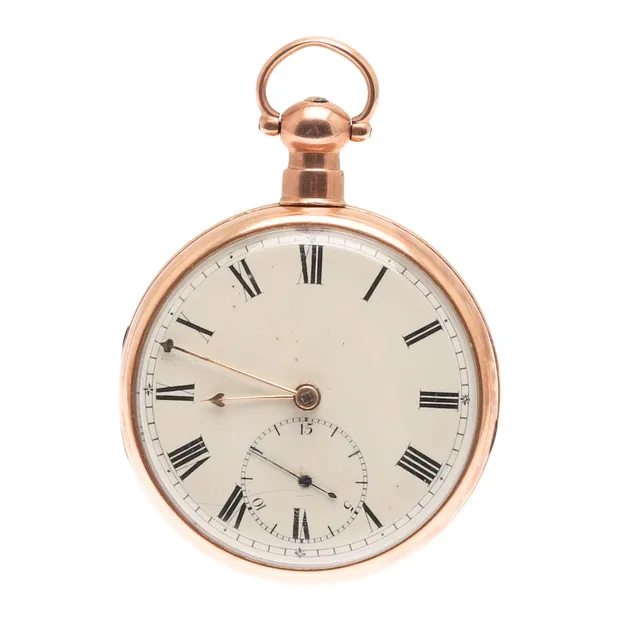 AN 18CT GOLD OPEN FACED POCKET WATCH.