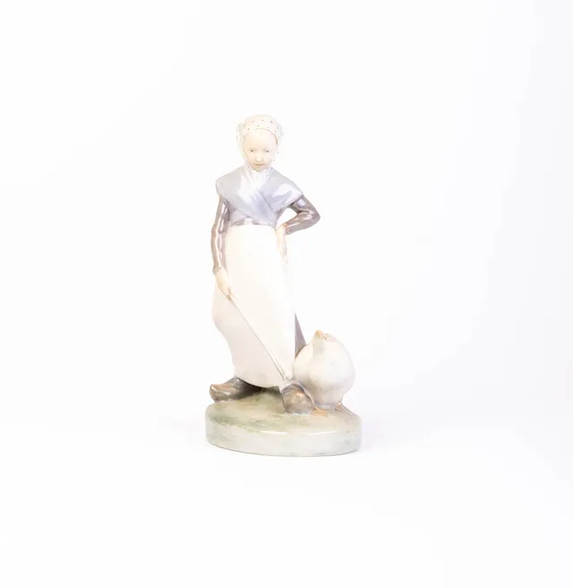 ROYAL COPENHAGEN GIRL WITH GOOSE FIGURINE, MODEL 528.