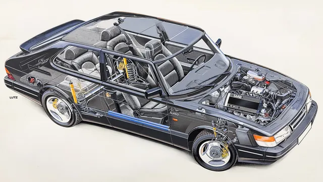 RONY LUTZ. SAAB. Röntgenbild. Original. 900 Turbo.