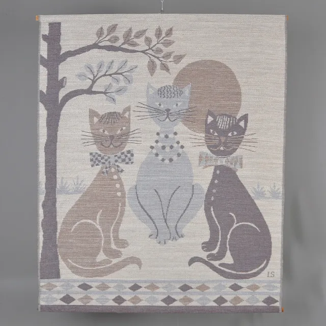 INGALILL SKOGLUND. VÄGGBONAD "KATTOR" 160 X 130 CM AB BORÅS JACQUARD.