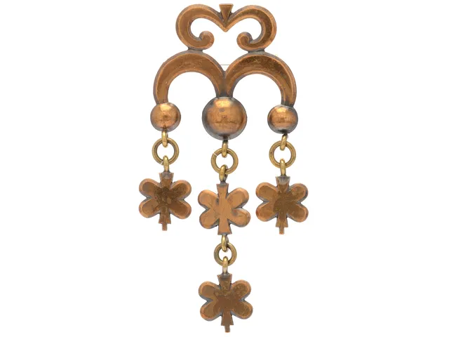 KALEVALA, brosch, brons, stl 9,0 x 4,0 cm, vikt 16,3 g.