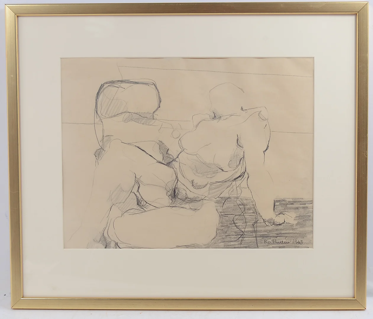 BO HULTÉN. Nakenstudie. Teckning. — Drawings — Connoisseur Bokauktioner