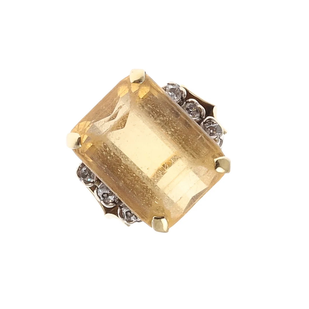 A CITRINE AND DIAMOND DRESS RING. — Rings — Lawrences Auctioneers