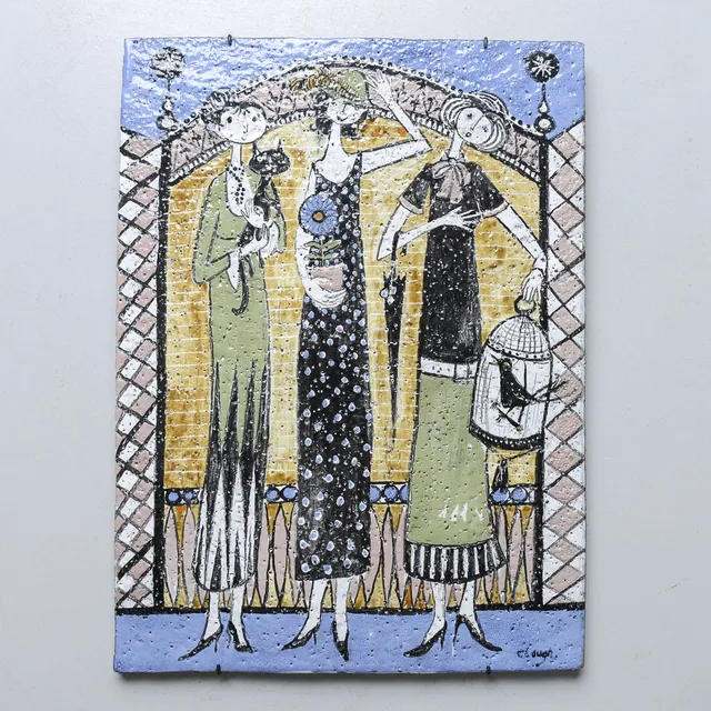 DOROTHY CLOUGH. Väggplakett, unikat, Upsala-Ekeby, signerad, 1950/60-tal.