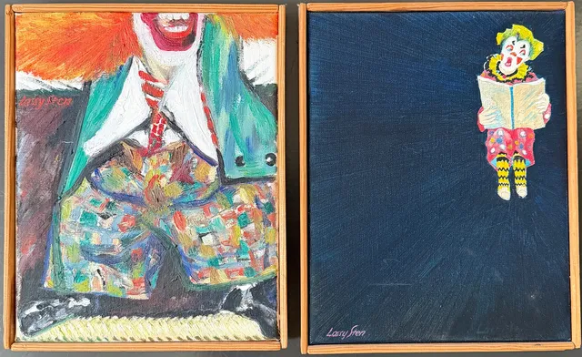 LASSY STEN. "Clown I + II" Olja på duk. 2st.