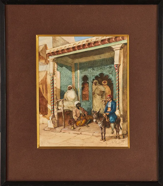 FRITZ VON DARDEL. Motiv från Orienten, signerad samt daterad Tunis 1884, akvarell.