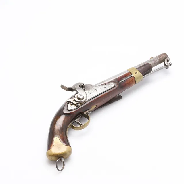 SLAGLÅSPISTOL, svensk, m/1854, för flottan, låsbleck märkt för Huskvarna 1855.