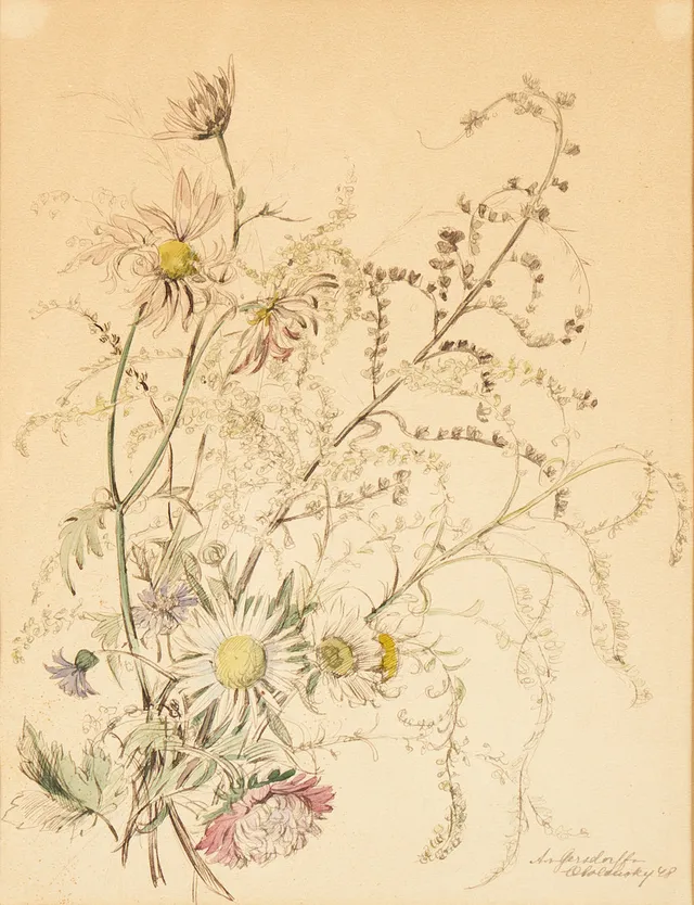 ANNA VON GERSDORFF OBOLENSKY (1898-1973), Sommarblommor, signerad och daterad 48, akvarell.