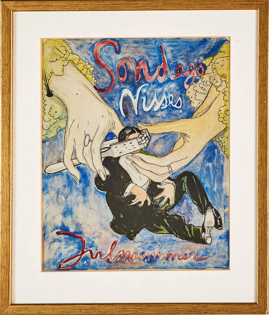 AXEL TÖRNEMAN (1880-1925). "Söndags-Nisses Julnummer", tidningsillustration, akvarell, blyerts och bläck på papper, mongramsignerad/stämpelsignerad i pappret. — Paintings — Stockholms Auktionsverk Sickla