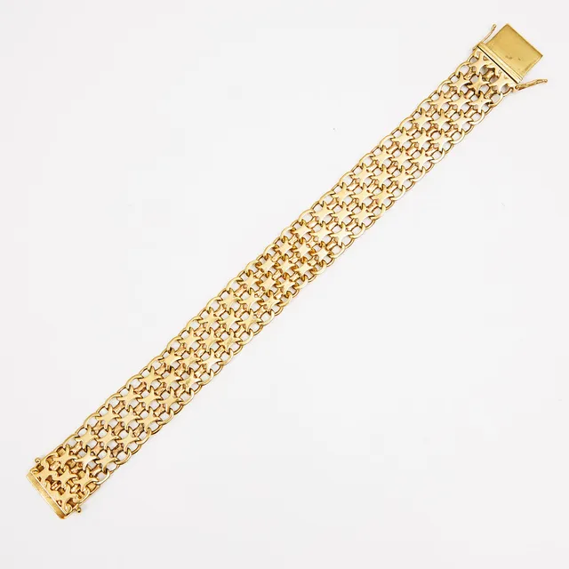 ARMBAND, 18 k bolidenguld, x-länk, Nordiska Guldvaru AB, Stockholm 1961.