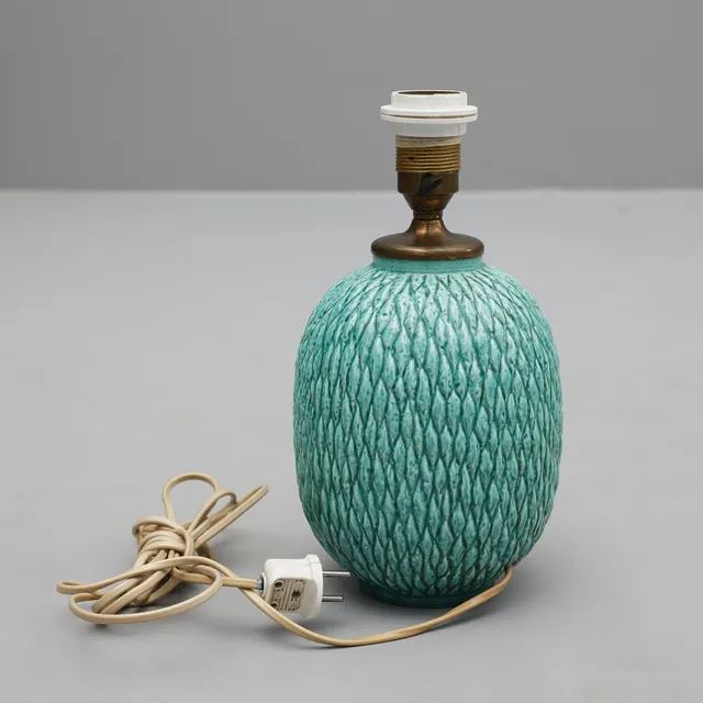 GUNNAR NYLUND. BORDSLAMPA, Chamotte,Rörstrand.