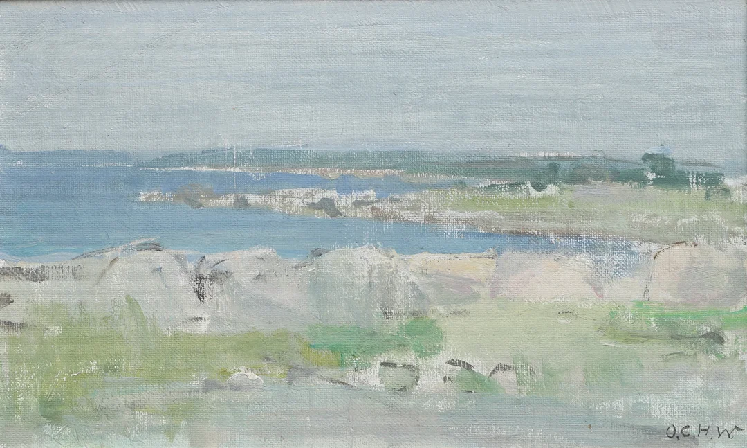 OSCAR CH WICKSTRÖM. Olja på pannå, kustlandskap, signerad. — Paintings — Ekenbergs Auktioner