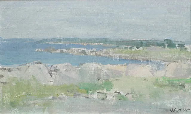 OSCAR CH WICKSTRÖM. Olja på pannå, kustlandskap, signerad.