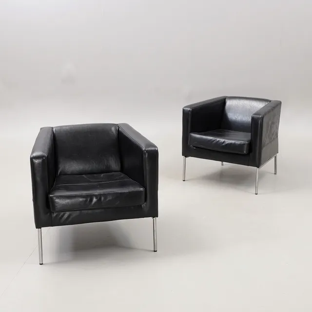 FÅTÖLJER, ett par, skinn, Ikea, 1900/2000-tal.