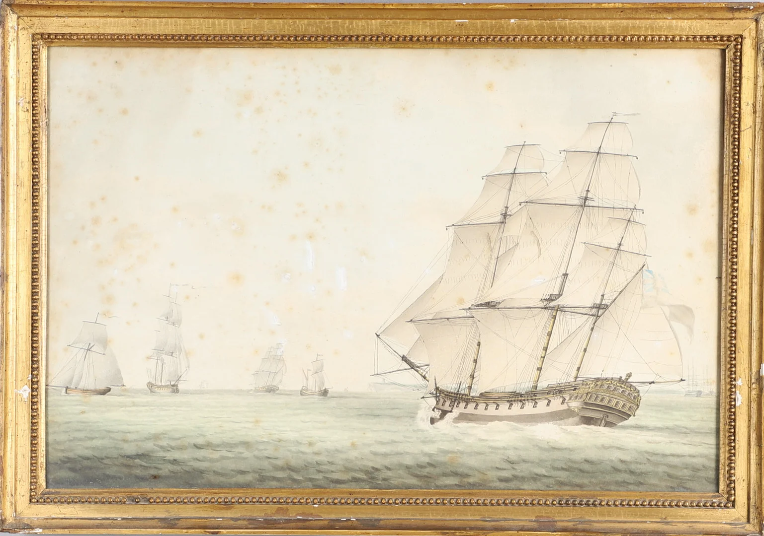HENRY BARNES (FL.C.1790). THE `ASIA`, EAST INDIAMAN, OUTWARD BOUND THRO' DOWNS IN A LIGHT BREEZE, THE SOUTH FORELAND, LEAVING ISLE OF WIGHT. — Drawings — Lawrences Auctioneers