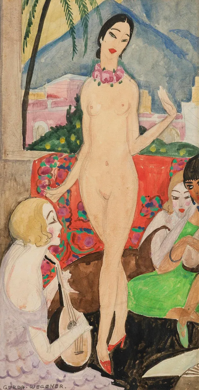 Gerda Wegener, Modell med musicerande kvinna.