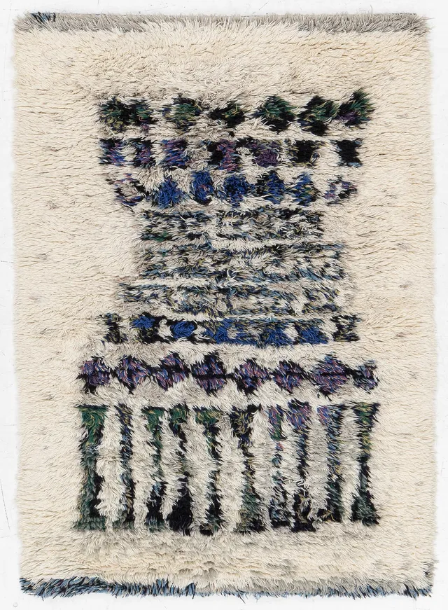 Leena-kaisa Halme, "Kuura" (Frost), rya, modell för Neovius, ca 153 x 105 cm.