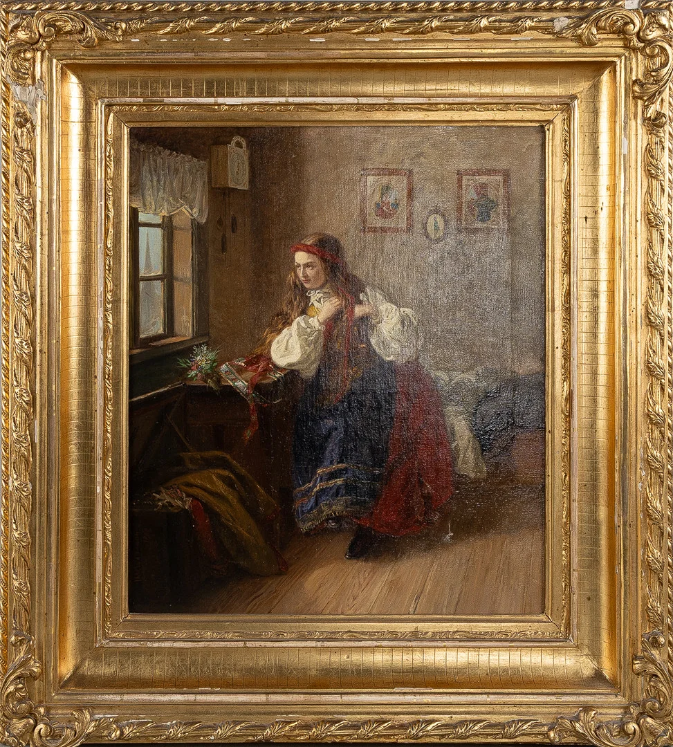 JOSEF WILHELM WALLANDER (1821-1888). Interiör, olja på duk. — Paintings — Stockholms Auktionsverk Helsingborg