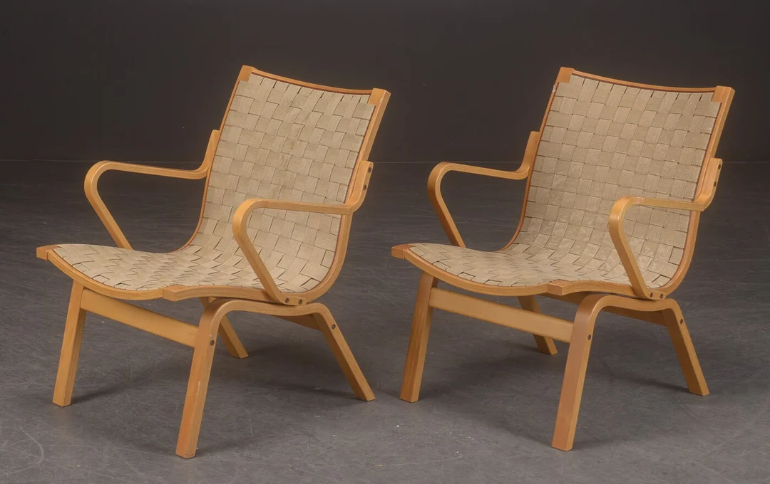 Finn Østergård, par lænestole, model Albert, bøg (2) — Furniture/Lounge chairs — Lauritz