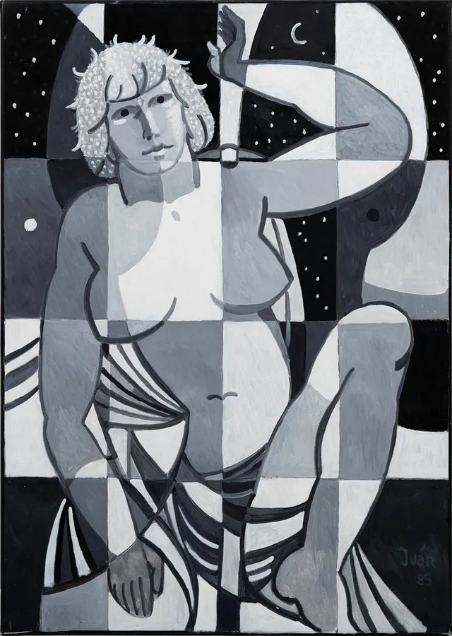 IVAN GRÜNEWALD. Figurkomposition, olja på duk, signerad, daterad 89.
