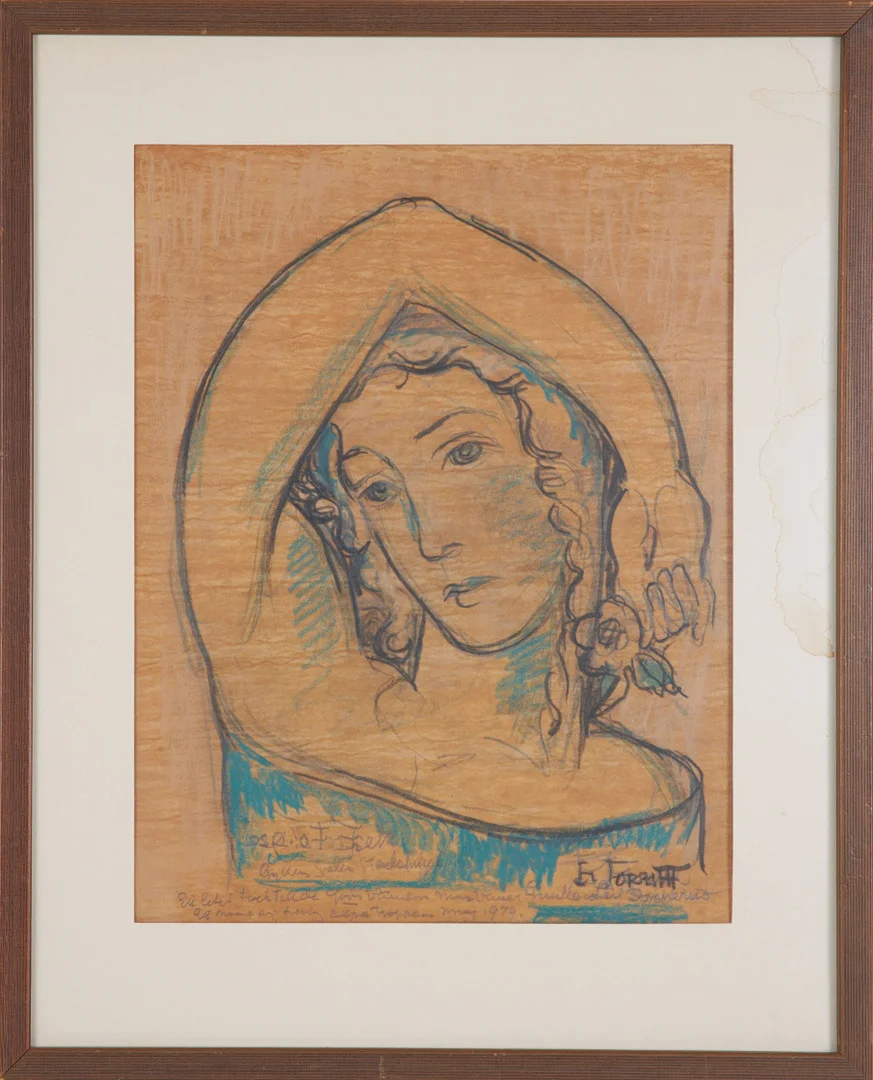EINAR FORSETH. teckning, förstudie till muralmålning, signerad. — Drawings — Stockholms Auktionsverk Sickla