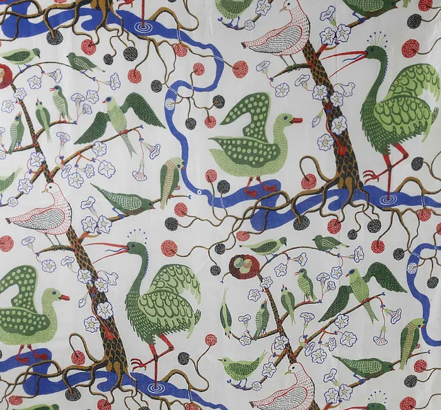 JOSEF FRANK. gardiner, ett par, "Gröna Fåglar", Svenskt Tenn.