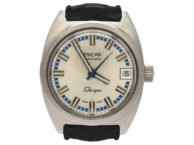 ENICAR, Sherpa, Boett nr. 875-03-01, damur, 26 mm, stål, automatisk, plexiglas, datum, skadad urtavla, gummiband (Tropic), ca 1970.