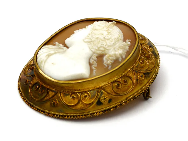Brosch Camé, oädelmetall ca5x4,5cm