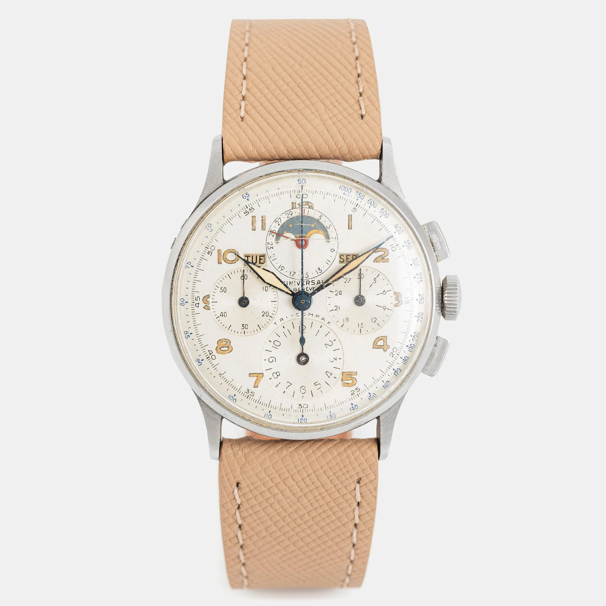 Universal Genève, Tri-Compax, kronograf, ca 1945. — Bukowskis