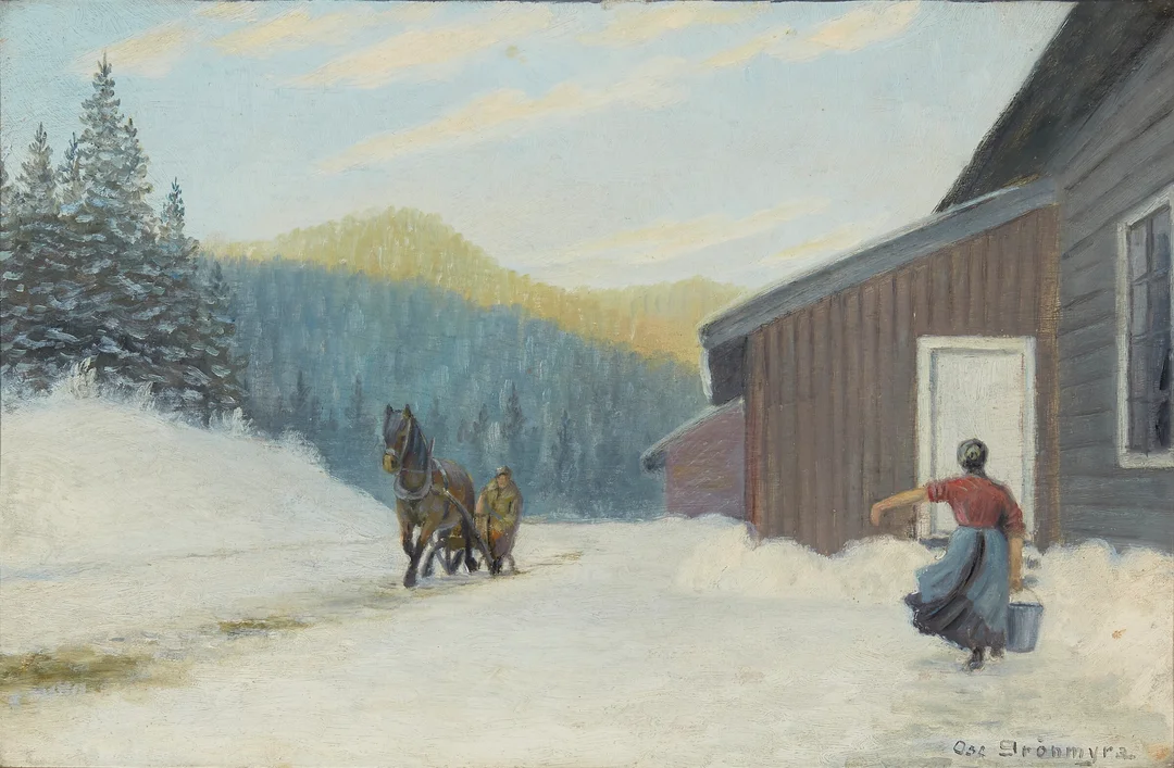 Grønmyra, Oscar — Arbeid på gården — Kunst/Maleri — Blomqvist