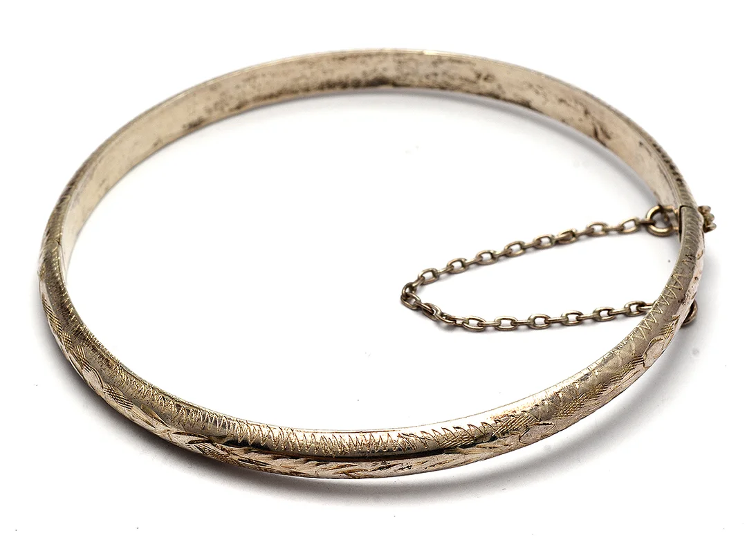 Armring stel öppnigsbar med säkerhetskedja S925 6,5g Ø6,1cm — Smycken/Armring — Kaplans