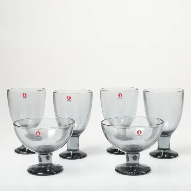 KERTTU NURMINEN. Glas, 6 stycken, "Verna", färgat glas, Iittala, Finland.