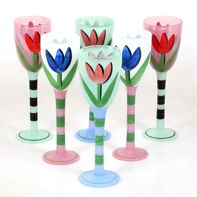 ULRICA HYDMAN-VALLIEN. Vinglas, 6 st, "Tulipa", glas, signerade, Kosta Boda.