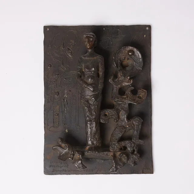 BROR MARKLUND (1907-1977). Väggrelief, figuralt motiv, brons, gjutarstämpel Rosengren Limhamn, signerad, numrerad 2/2, daterad 1939.